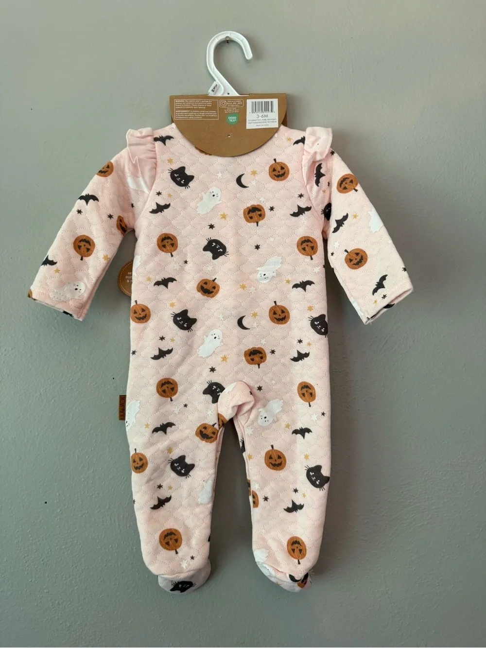 Pink Halloween-Print Footed One-Piece by Lil' Jack